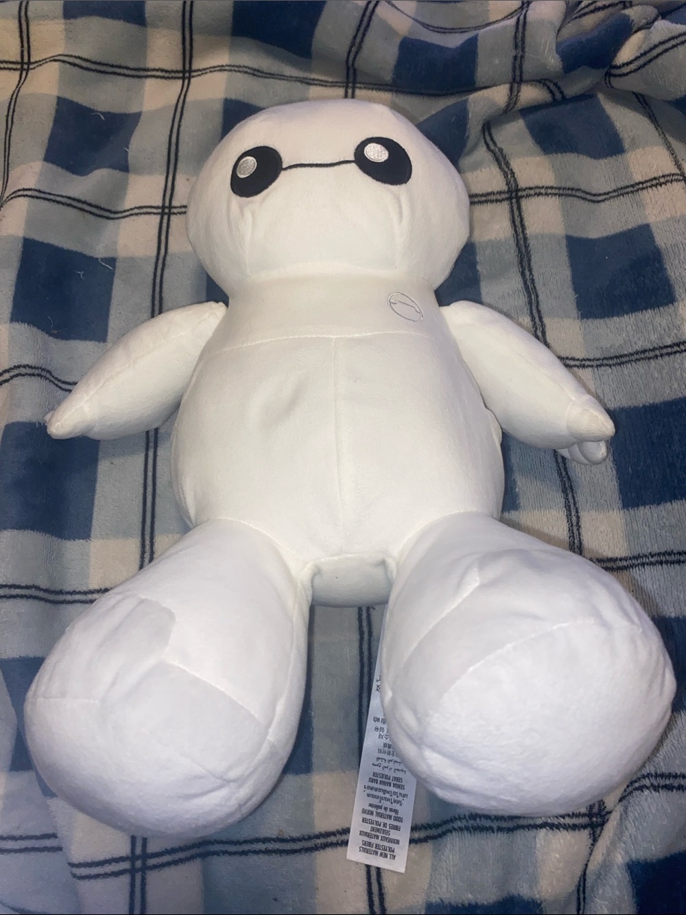 Disney White Big Hero Plush Toy with Black Eyes